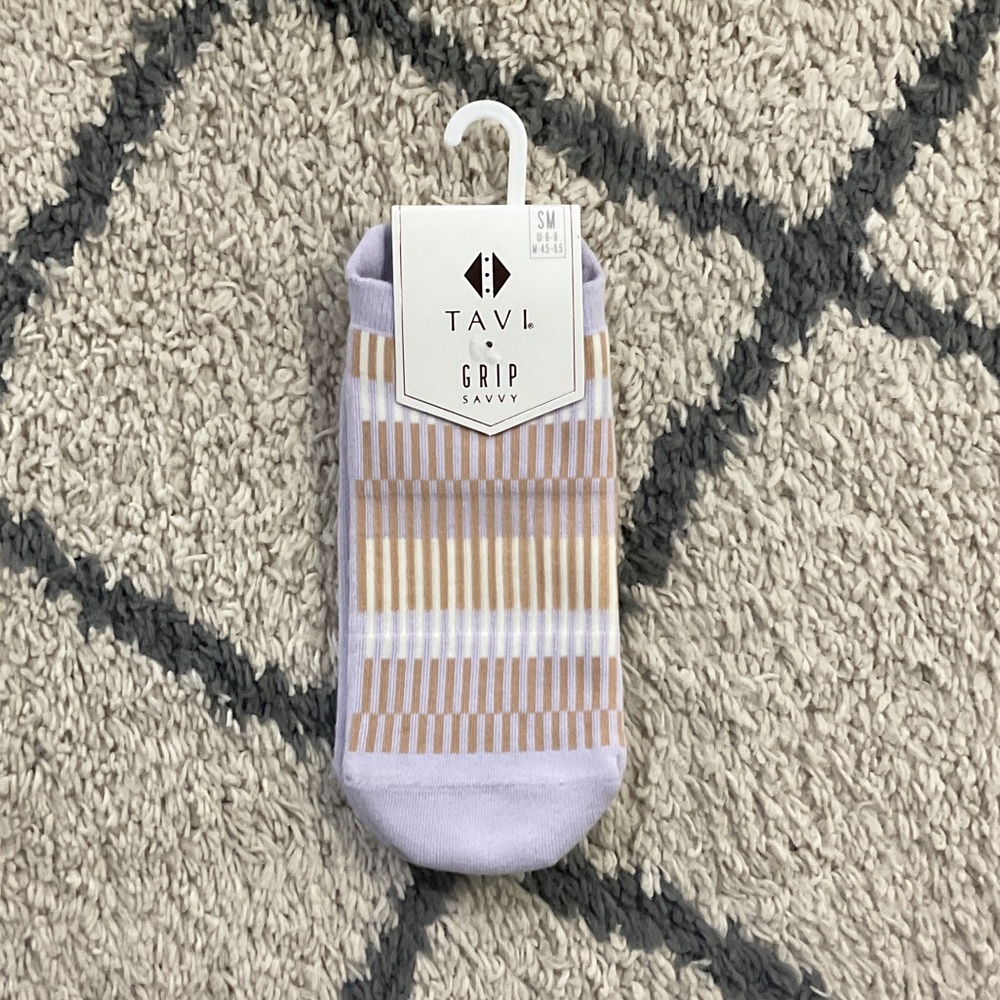 Pure Barre Lavender and Beige Grip Socks